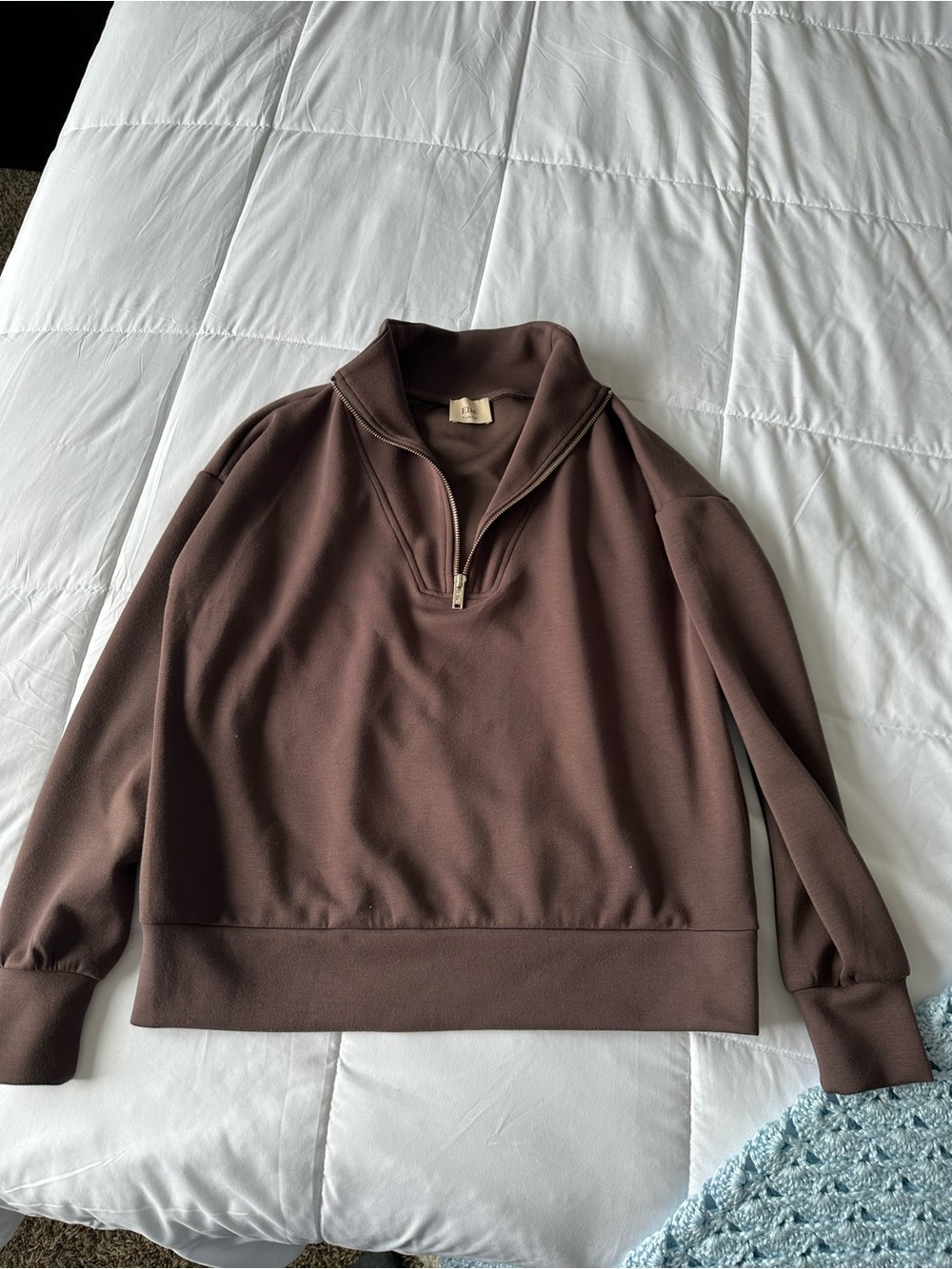 Women’s Elie Tahari Brown Quarter-Zip Sweater